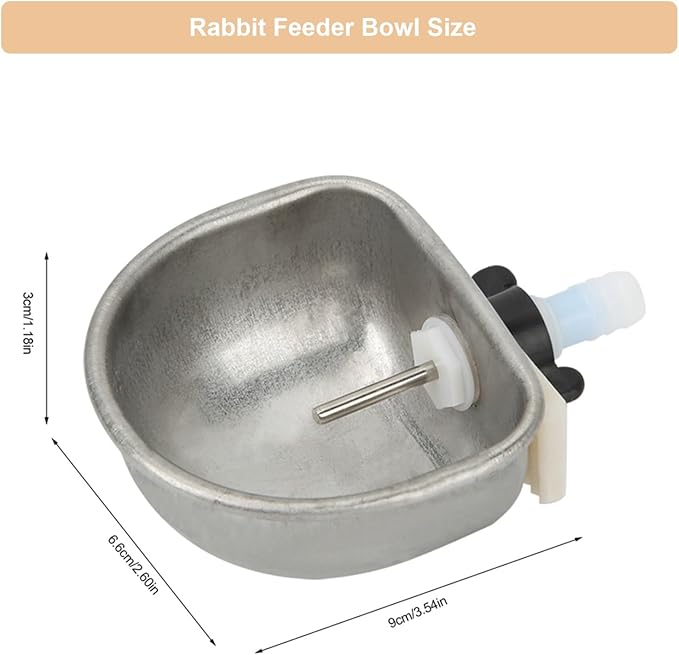 10PCS Rabbit Feeder Bowls, Rabbit Drinker Rabbit Nipple Water Bowl Stainless Steel Nipple Drinking Water Bowl Hanging Cage Bowl Feeding Tool for Rabbit Squirrels Chinchilla Hamster