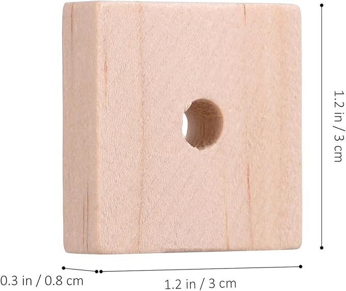 NUOBESTY 100Pcs Parrot Chewing Blocks Natural Wooden Bird Toy with Hanging Holes for Cage Accessories DIY Craft for Macaws African Grey Cockatoos