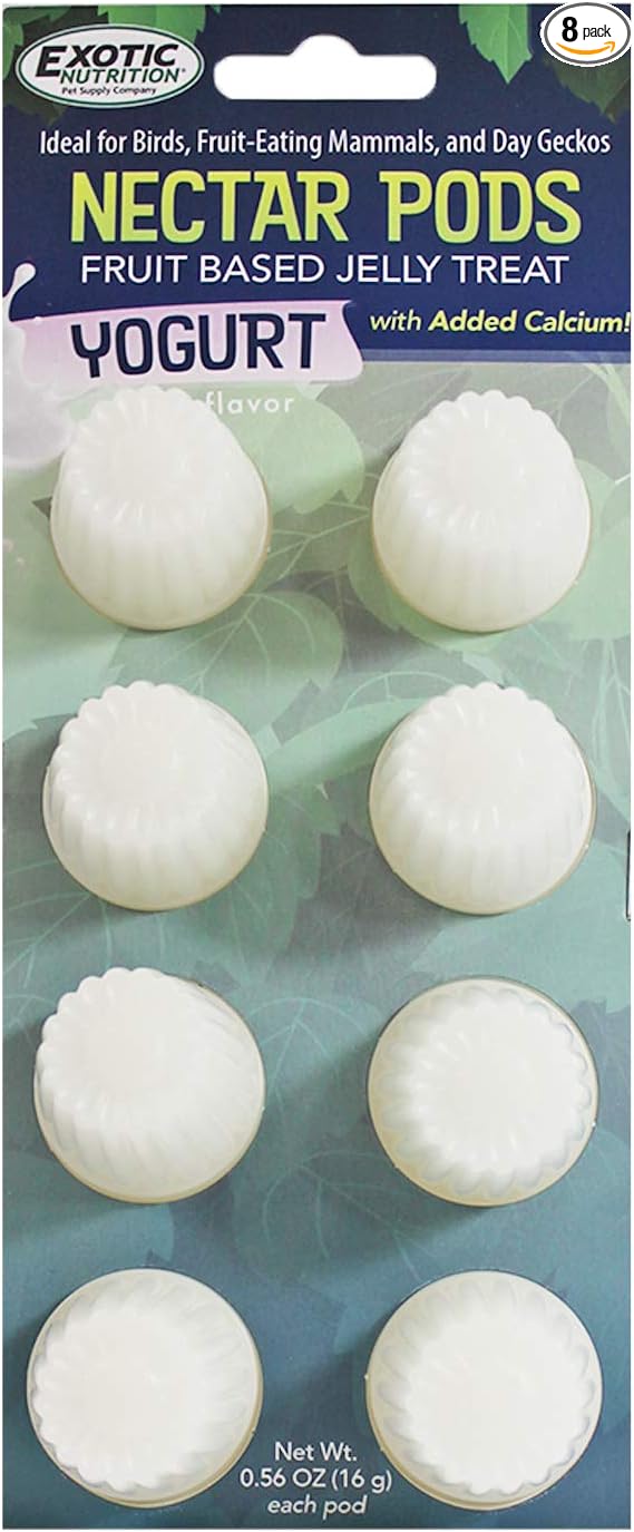 Nectar Pods (Yogurt) - Calcium-Fortified Jelly Fruit Treat - Sugar Gliders, Marmosets, Squirrels, Parrots, Cockatiels, Parakeets, Lovebirds, Conures, Hamsters, Day Geckos, Kinkajous & Other Small Pets