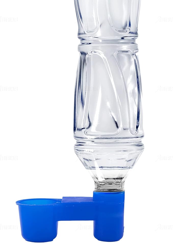 AUEAR, Set of 12 Bird Drinker Feeder Cup Soda Pop Water Bottle Plastic for Pigeons Parrot Chicken Supplies (Blue)