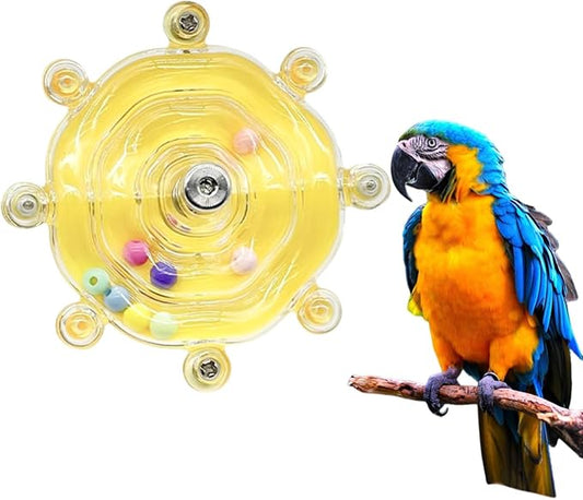 MANON ROSA Bird Toys for Parrots - Spinning Wheel Chew Toy with Rotating Plastic Spinner, Enrichment Puzzle Cage Activity for Parakeets, Conures & Cockatiels