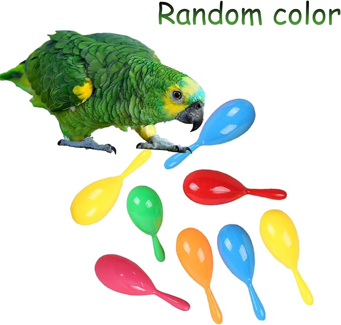 6 Pcs Parrot Rattle Shaker Musical Sound Toy Funny Bell Toys Mini Sand Hammer Bird Parrot Toys for Chicken Bird Parrot Parakeet Cockatiel Budgies Love Birds (Random Color)