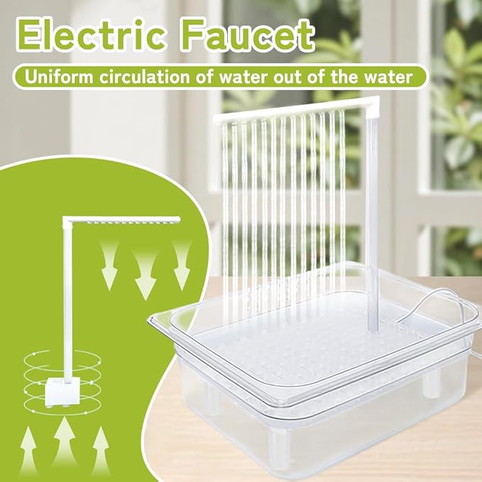 Parrot Bathtub Indoor Automatic Bath Shower with 180 ° Circulating Faucet Contains USB and Power Plug for Medium Birds African Grey Amazon Conure Parakeet Cockatiel Lovebird
