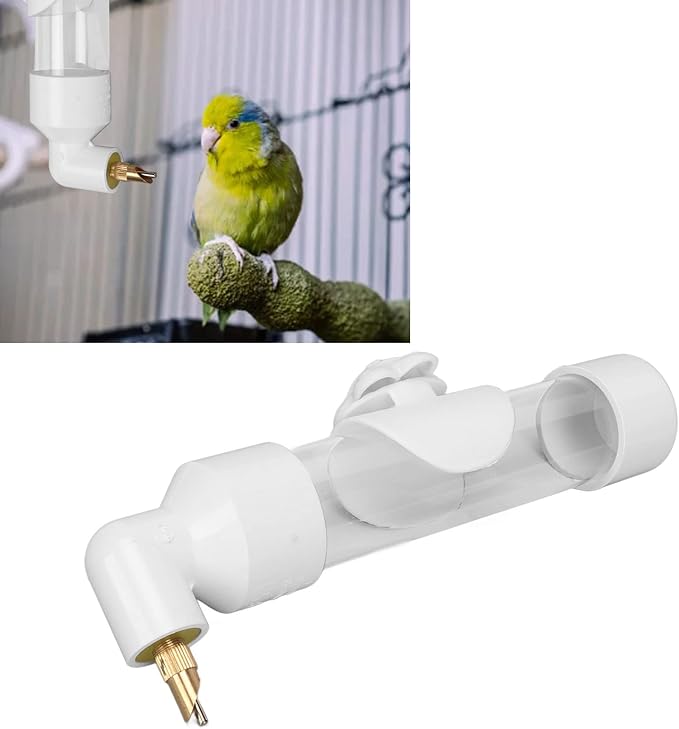Parrot Automatic Drinking Device - Acrylic Bird Water Bottle for Small to Large Parrots - Safe, Leakproof, Easy to Install - Pet Bird Water Feeder - 220ml Capacity (White)