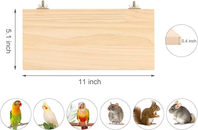 Wontee Bird Perch Stand Wooden Platform for Cockatiels Conures Rats Gerbils Chinchillas Squirrels (S)