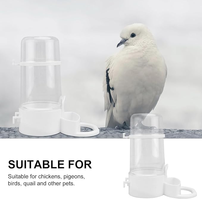 POPETPOP Bird Water Feeder, 2pcs Plastic Automatic Dispenser for Multiple Birds, Parakeet, Budgie, Cockatiel, Lovebirds, Canary, Finch