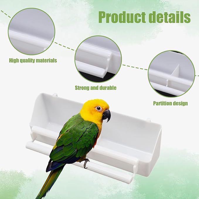 Bird Feeder for Cage, 3 Pack Bird Water Dispenser Hanging Plastic Feeder with Hooks, Parakeet Food Bowl Cups for Small Cockatiel Pigeons