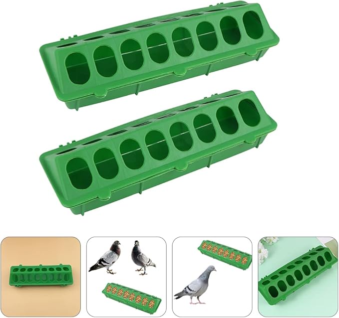 YARDWE Pigeon Feeder 2pcs Plastic Bird Feeder Containers for Cockatiels, Parrots, Chickens, and Other Small Birds