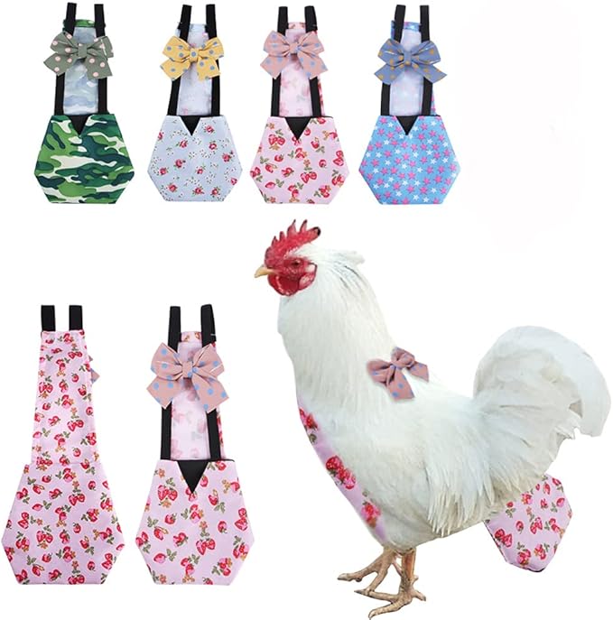 Adjustable Chicken Diaper for Pet Duck for Washable Poultry Nappies Hens Clothes with Pretty Bow Reusable