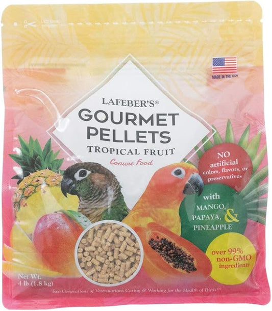 LAFEBER'S Tropical Fruit Gourmet Pellets Pet Bird Food, No Added Sugar, Made with Non-GMO and Human-Grade Ingredients, for Conures, 4 lb