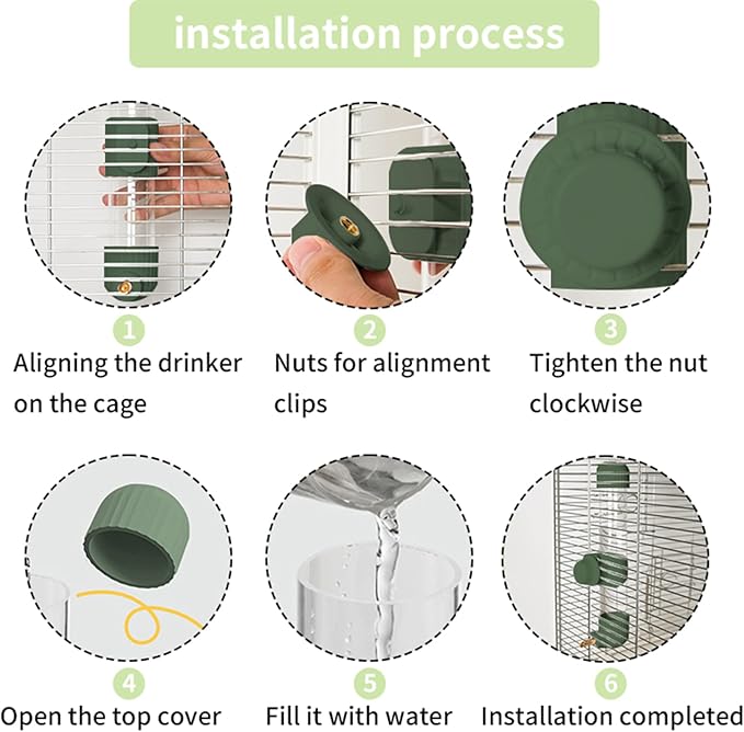 9.4 Fl Oz No Mess Bird Water Dispenser, Automatic Parrot Water Feeder with Spring Valve, Clear Cage Water Drinker for Parakeets Cockatiels Budgies Finch Lovebirds & Canary (Green, 9.4 fl oz (280ml))