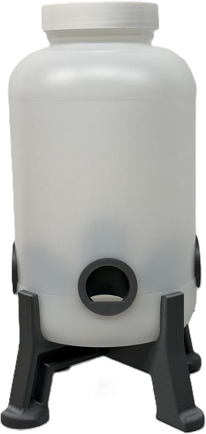 Quail Feeder Container with Feeding Ports and Stand | Ports are 3D Printed | Made in USA (4-Quart, Space Grey)