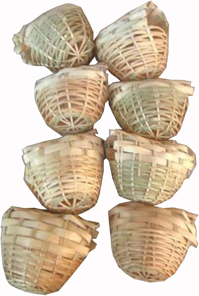 Finch Bird Bamboo Covered Bird Nest Lot of 8 - Small