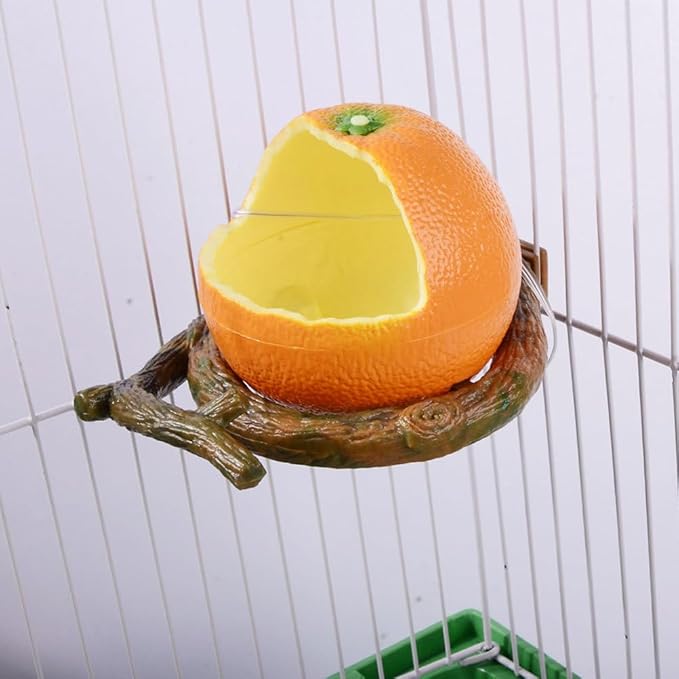 Parrot Bird Cage Feeder, 2PCS Pomegranate Shape Bird Food Bowls Hanging Feeder Bowls for Cage, Plastic Quail Water Feeding Box, Food Serving Tray Water