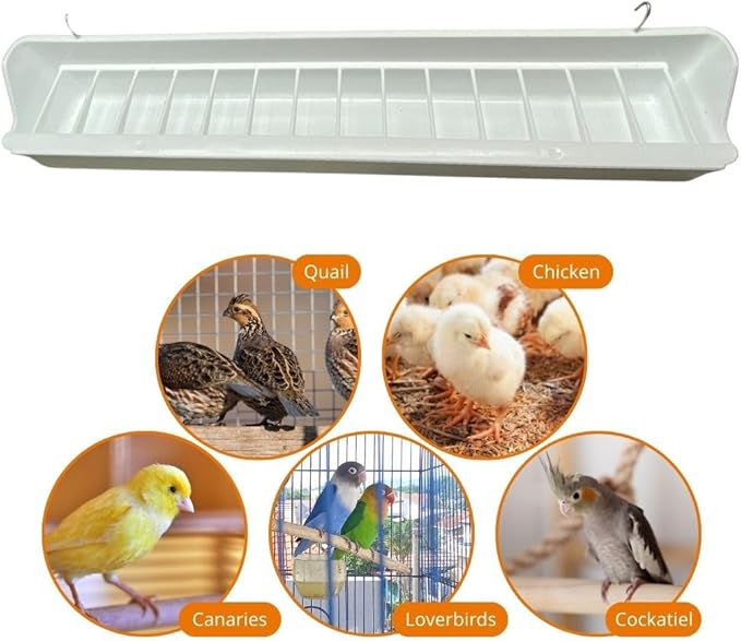 2GR White Bird Feeder with Removable Grill 2 Pack - Clean Feeding Solution for Cages and Aviaries with No Mess for Canaries, Lovebirds, Cockatiels, Parakeets and Small Parrots