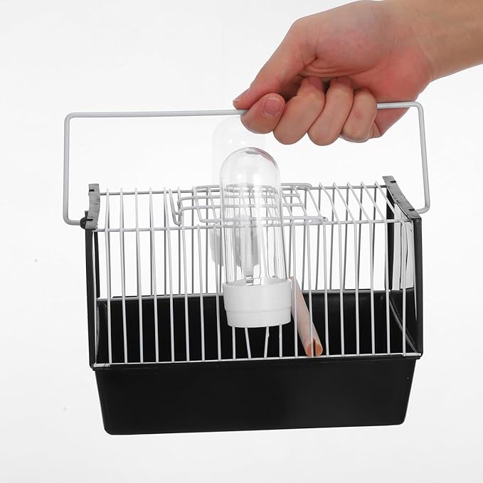 Portable Black Bird Cage for Small Birds and Parrots Handheld Travel Carrier with Handle for Outdoor Use Lightweight and Easy to Store