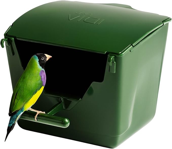 Plastic Finch Nest Box Idia - Ideal Nesting Shelter for Zebra Finches, Society, Star, and Exotic Finches – Durable Plastic, Easy Assembly, Ventilated Slats, Weather-Resistant