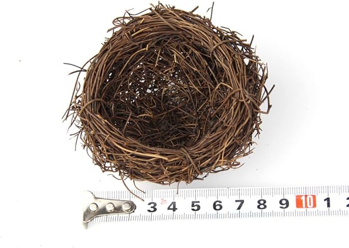 Artificial Birds Nest,4 Set Handmade Natural Easter Fake Birds Nest Rattan Bird Nests DIY Craft Tree Decoration Simulation Bird Nest for Wedding Home Garden Party Decor,8cm