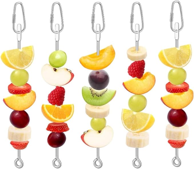 5 Pcs Fruit Vegetable Bird Cage Feeder,Stainless Steel Suspended Bird Toys and Accessories for Parakeets, Cockatiels, Conures and Small Animals