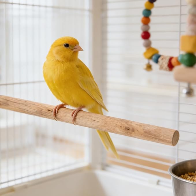 5Pcs Natural Wood Bird Perches with Stainless Steel Washers Wing Nuts Parrot Stand Branches Cage Exercise Climbing Toy Rough Surface Grinding Stick Feet Healthcare for Parakeets Cockatiels Fin