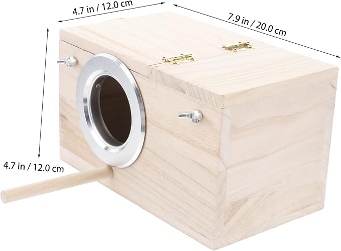 Parakeet Nest Box Bird House Budgie Wood Breeding Box for Lovebirds Parrotlets (Small Size)