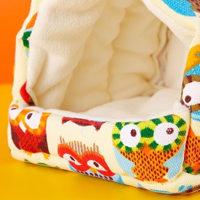Bird Nest Plush Snuggle Hanging Hammock Bird Cave Parrot Sleeping Bed Shed Hut Hanging Tent for Hamster Parrot Macaw Budgies Parakeet Cockatiels Lovebird-Owl