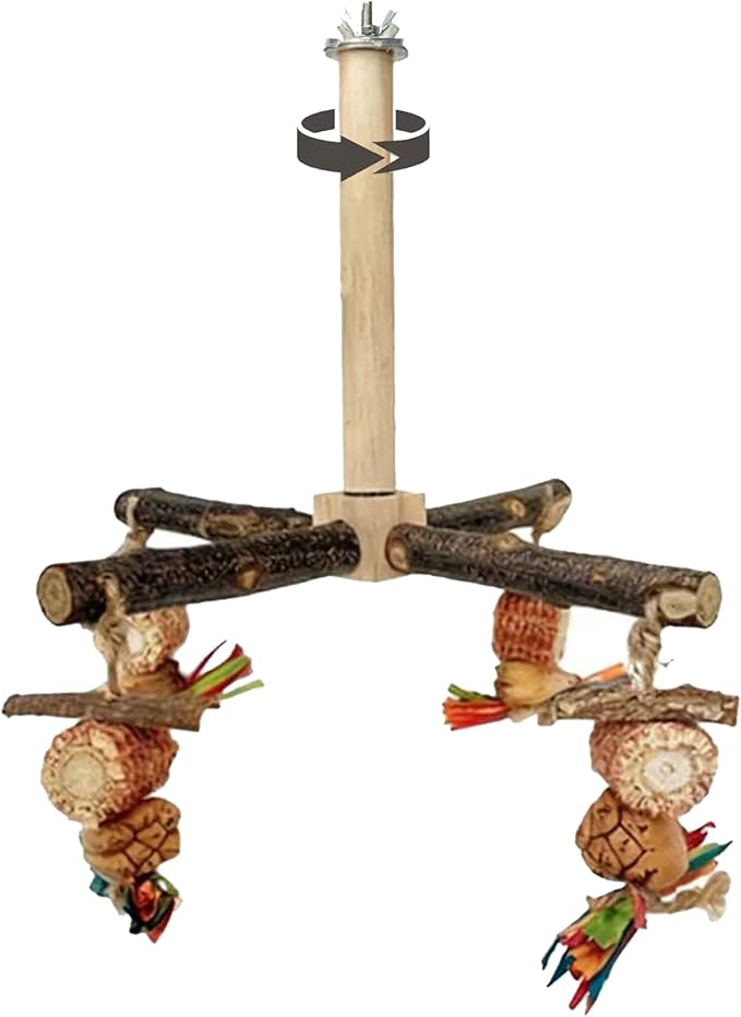 Bird Chew Toys Parrot Rotating Toys, Interactive Bird Cage Toys for Small Medium Birds, Durable Chewing Gnawing Beak Trimming Toys for Parakeet Cockatiel Conure Budgie Lovebird
