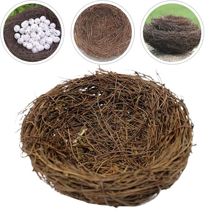 Bird Nest Rattan Nest Craft for Home and Garden Decoration 6Pcs Coffee Color Perfect for Easter and Rustic Decor