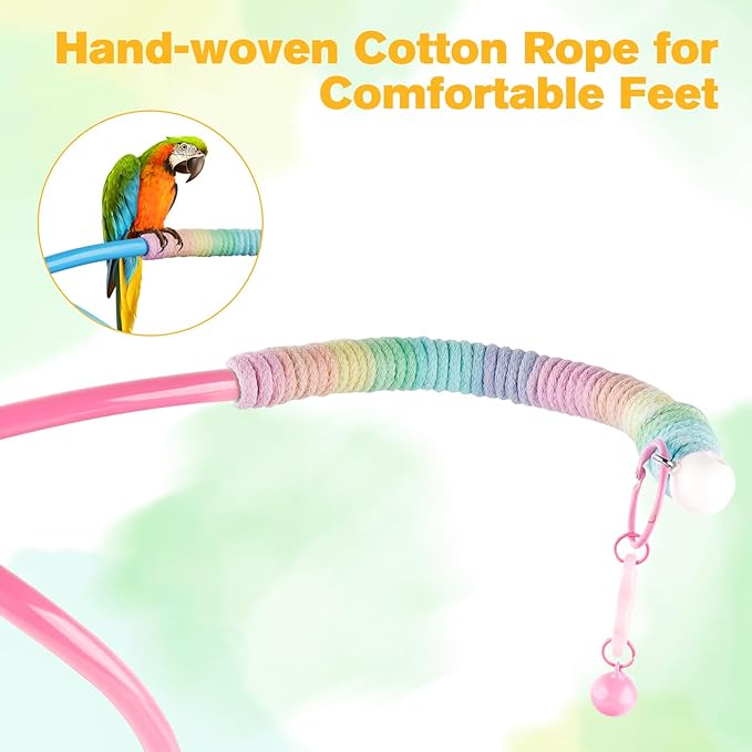 Bird Perch Stand,Bendable Desktop Parrot Training Stand with Tray,Easy to Clean Bird Tabletop Platform Toy,Parakeet Playground Play Stand for Lovebirds Pigeon Budgies,Small Animals