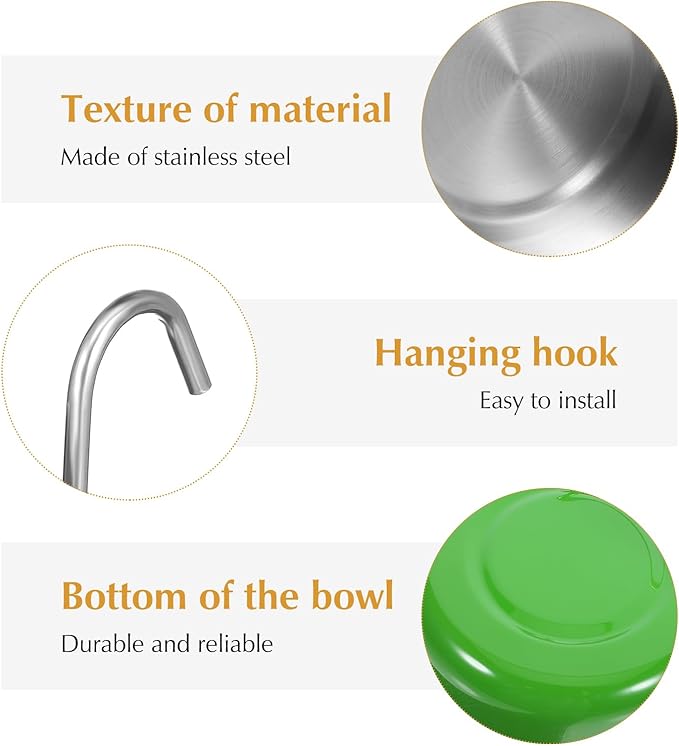 Parrot Feeder Bowl Stainless Steel Bird Hanging Bowls with Wire Hook Birds Food Water Storage Container Cage Cups Holder for Cockatiel Conure Parakeets