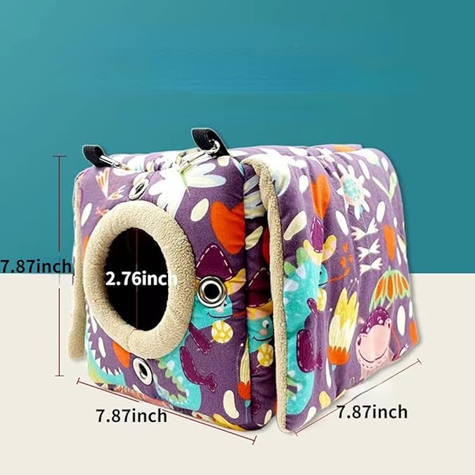 Large Winter Warm Bird Nest House, Bird Bed for Cage, Parrot Nest Snuggle Shed Hut for Four Seasons, Easy to Install for Quaker Lovebirds (Purple,Large)