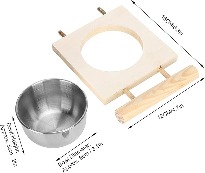 Pet Feeder, Parrots Feeding Dish Cups Stainless Steel Food Water Feeder Cage Accessory with Stand