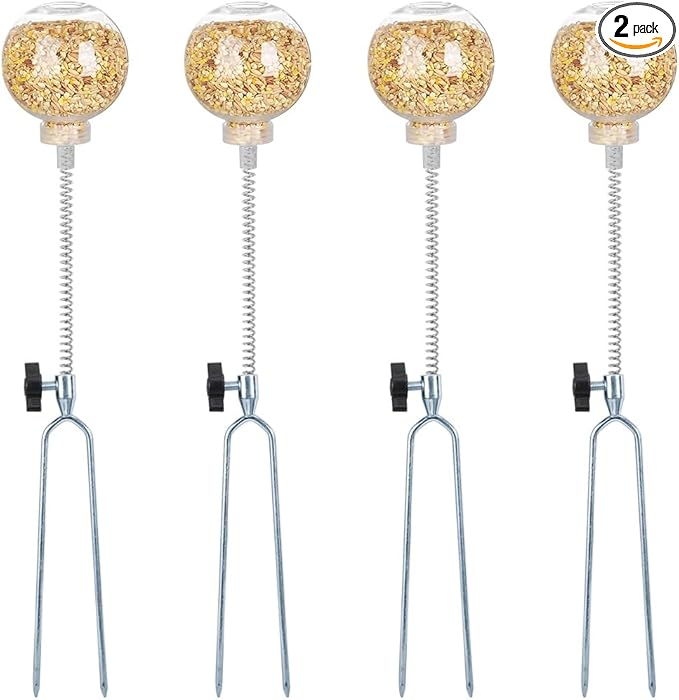 Kalekey Chicken Feeding Toy, Chicken Enrichment Toys with Spring and Metal Ground Stake, Chick Treat Dispenser Peck for Hens Poultry Duck Birds Parrot Cat (2)