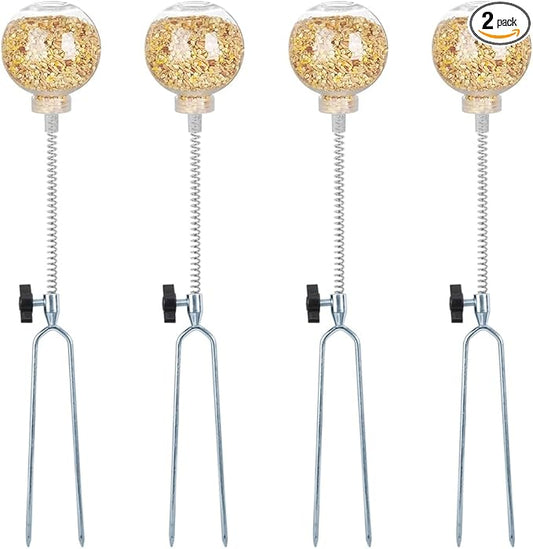 Kalekey Chicken Feeding Toy, Chicken Enrichment Toys with Spring and Metal Ground Stake, Chick Treat Dispenser Peck for Hens Poultry Duck Birds Parrot Cat (2)