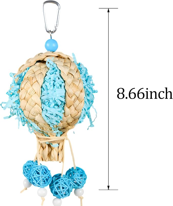 Bird Foraging Shredder Hanging Rope Perch With Bell - Parrot Swing Climbing Standing Toy - Cage Accessories for Parakeet, Conure, Cockatiel, Budgies, Lovebird - Blue, 1 Pack