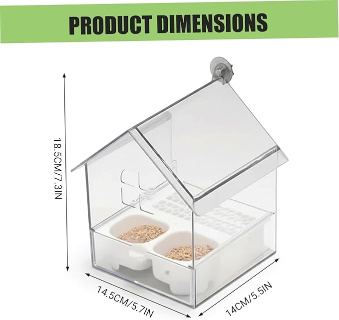 No Mess Bird Feeder, 3-in-1 Bird Cage Feeder, Transparent No Mess & Bath with Pull-Out Design Easy Clean for Parakeets Parrots Garden Balcony Fence, for Cage