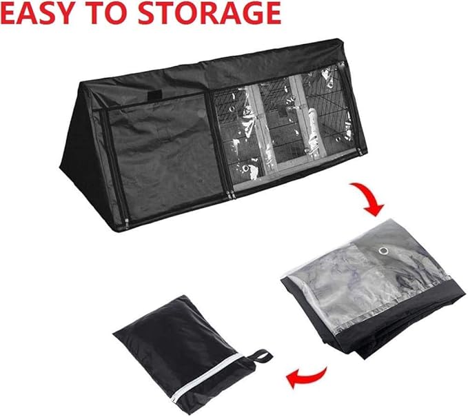 Rabbit Cage Cover UCARE Triangle Rabbit Hutch Cover 210D Waterproof Rabbit Cage Dust Cover Double Layer Bunny Hutch Cover Black