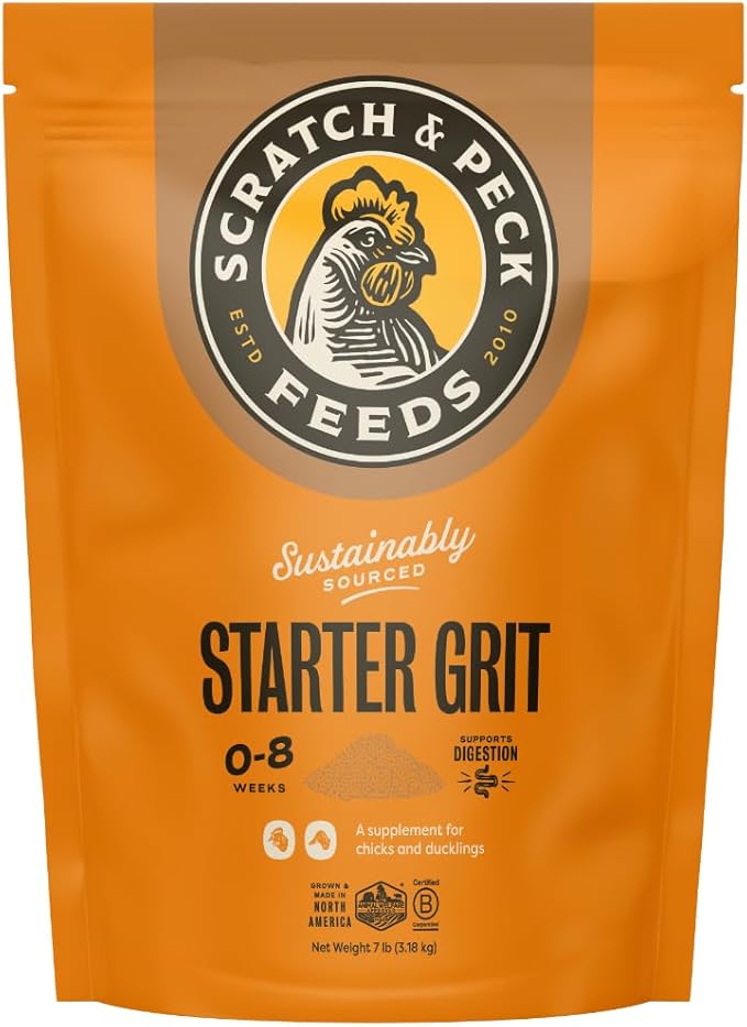 Scratch and Peck Starter Grit Supplement for Chickens and Ducks - 7 lbs Bag - Essential Supplement for Gizzard and Digestive Health - Sustainably Sourced