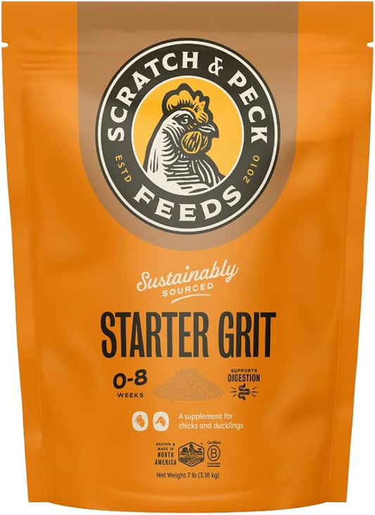 Scratch and Peck Starter Grit Supplement for Chickens and Ducks - 7 lbs Bag - Essential Supplement for Gizzard and Digestive Health - Sustainably Sourced