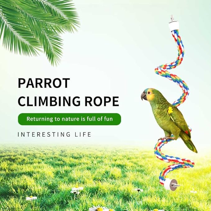 41Inch × 0.8-Inch Diameter Nipple Style Bird Rope Perch, Bird cage Accessories, Rope perches for Conures,Parrots,Cockatiel,Lovebird,Budgerigar,Parakeet perches Birds Standing Pole