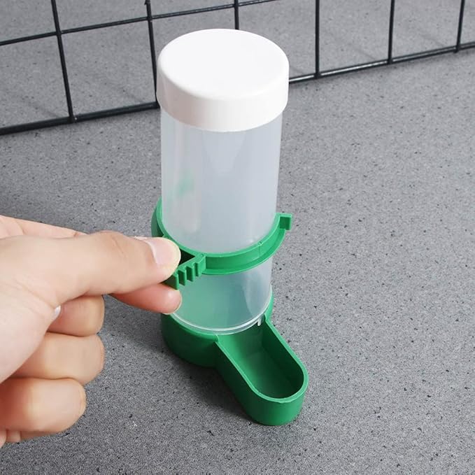 Automatic Water Drinker and Food Dispenser - Hanging Bird Feeder With Clip for Parrots Cages (M-Drinker)
