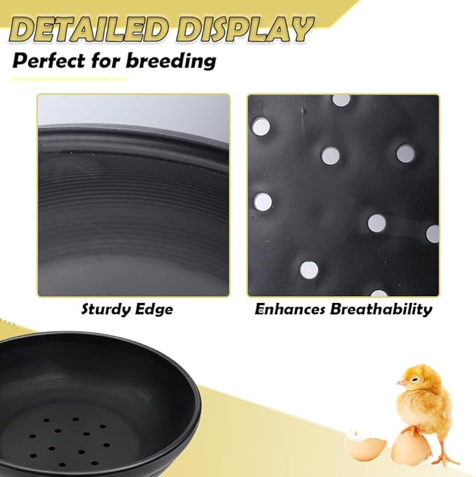 DQITJ 4 Pack Bird Nest Bowl Plastic Racing Pigeon Breeding Hatching Nest Box Birdcage Egg Basin for Pigeon Chicken Doves Quail Bird (Dia: 8.6 Inches, Black)