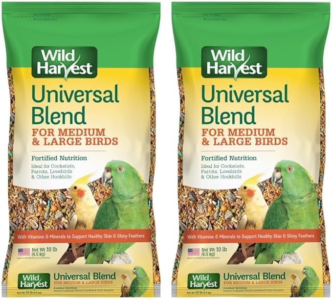 Wild Harvest Universal Blend for Medium and Large Birds, 10 Pounds | Fortified Nutrition | Pack of 2