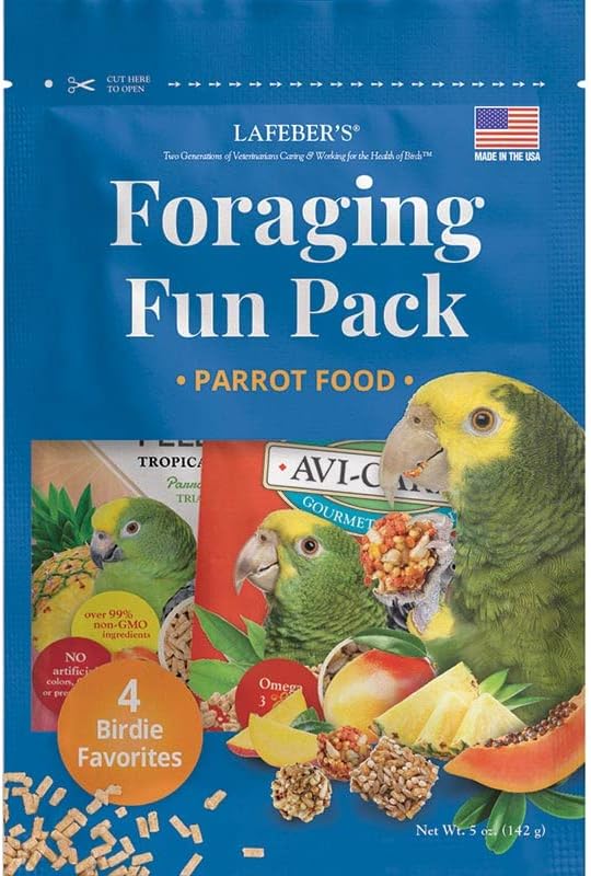 LAFEBER'S Foraging Fun Pack Pet Bird Food, Made with Non-GMO and Human-Grade Ingredients 5 oz (Parrot)