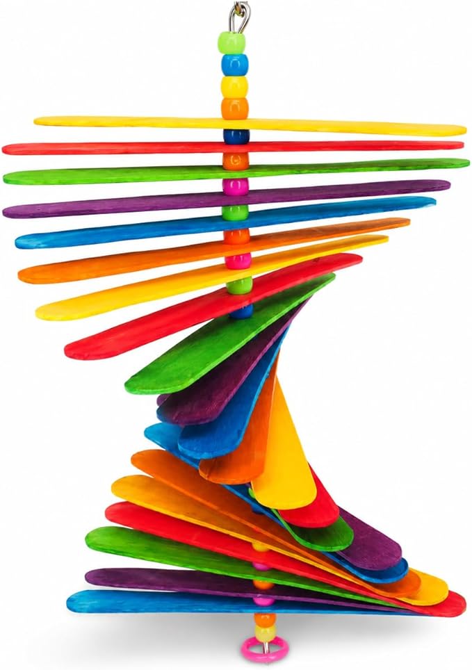 Bonka Bird Toys 867 Big Stick 9.5" Colored Wooden Plastic Spinning Chew Toy for Medium Birds Cage Enrichment Conure Amazon Eclectus and Similar