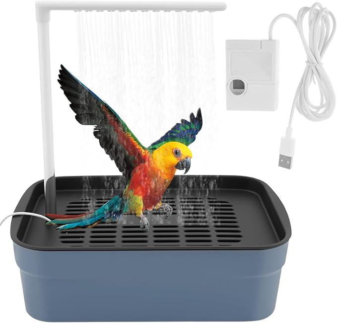 Parrot Bathtub, Automatic Bird Bath Shower with Circulating Faucet, Electric Cockatiel Bathing Pool for Pet Bird, Automatic Circulating Water Birds Shower for Budgie Lovebird, Birds Cage Accessory