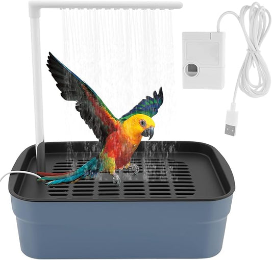Parrot Bathtub, Automatic Bird Bath Shower with Circulating Faucet, Electric Cockatiel Bathing Pool for Pet Bird, Automatic Circulating Water Birds Shower for Budgie Lovebird, Birds Cage Accessory