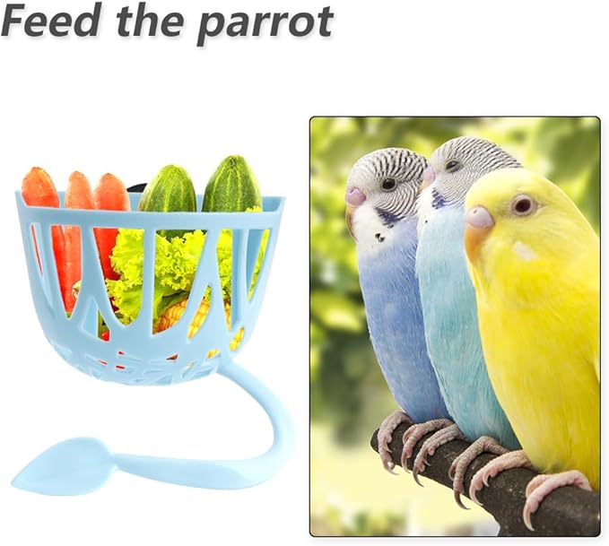 2 Pack Bird Feeder Parrot Vegetable and Fruit Feeding Rack Multipurpose Bird Feeding Cup Hanging Bird Cage Bowl Bird Daily Necessities for Parrot Birds Budgie Cockatiel
