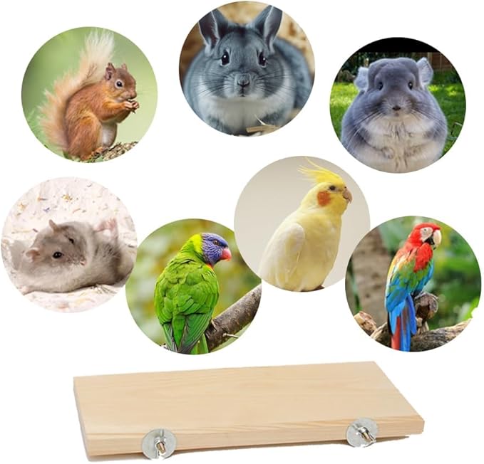 3 Pack Bird Perch Stand 12.4×5.3 Inch- Rectangular Wood Platform Wood Perch Stand Board Shelf for Parrot, Lovebird, Hamster, Guinea Pig, Chinchilla