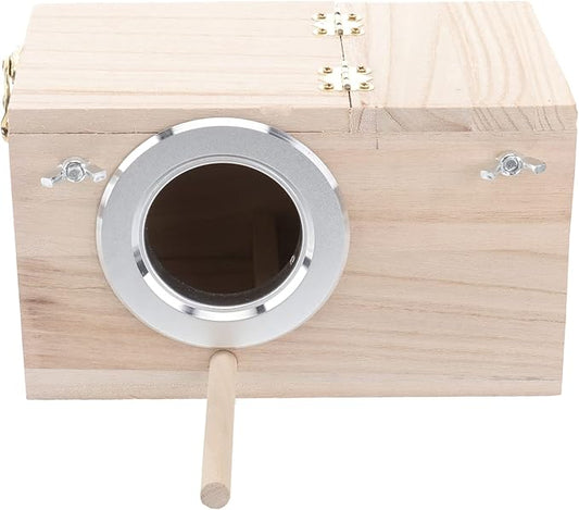 Parakeet Nest Box Bird House Budgie Wood Breeding Box for Lovebirds Parrotlets (Small Size)